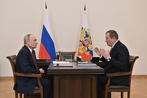 Рабочая встреча президента РФ Владимира Путина и губернатора Ленинградской области Александра Дрозденко