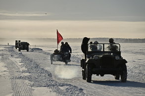 Реконструкция автопробега по льду Ладожского озера «Дорога Жизни»