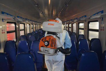 Область дезинфицирует электрички и автобусы