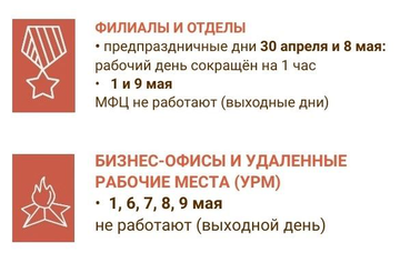 МФЦ Ленинградской области информируют о режиме работы в праздничные дни 1 и 9 мая